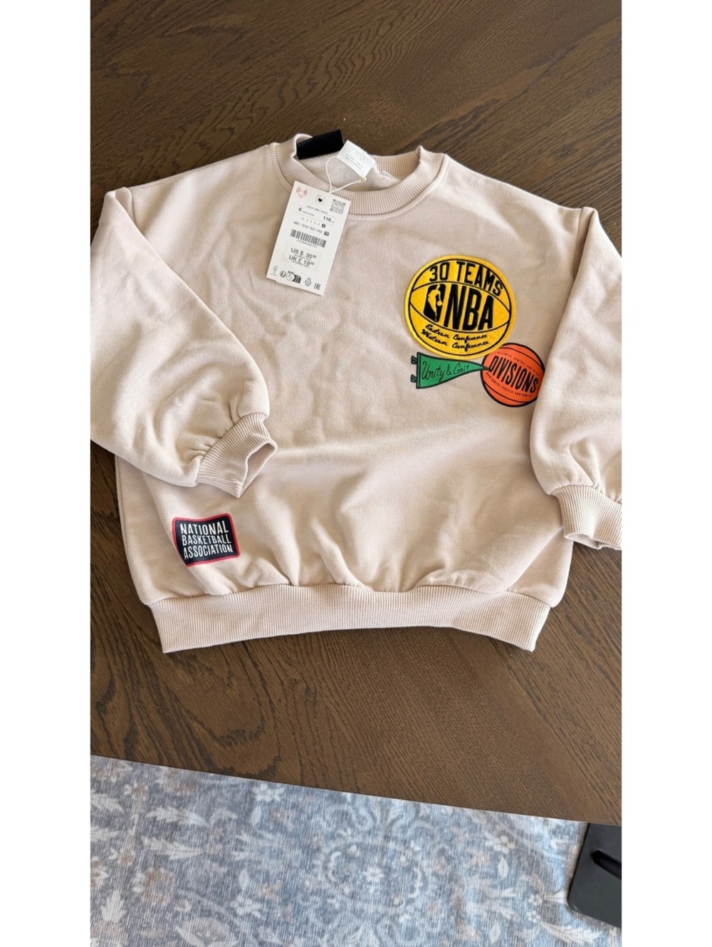 Zara Kids NBA Basketball Teams Sweatshirt Size 6 new with tag
